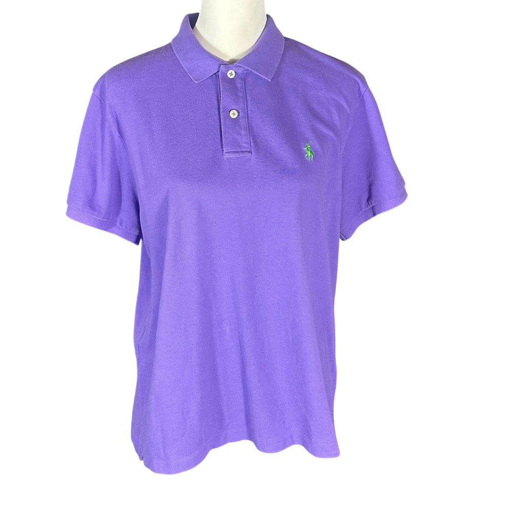 Ralph Lauren Polo Shirt Women XL Purple Classic Fit Short Sleeve Cotton